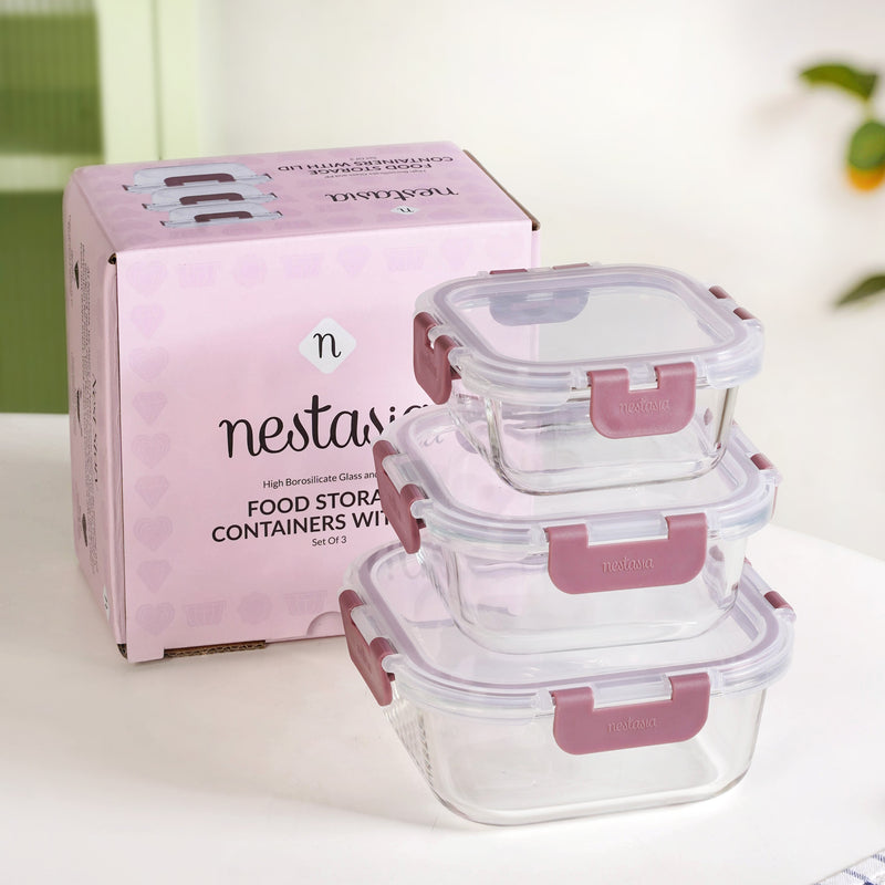 Nestro Containers With Lid Set Of 3 S 300ml M 500ml L 800ml
