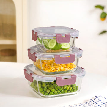Nestro Containers With Lid Set Of 3 S 300ml M 500ml L 800ml