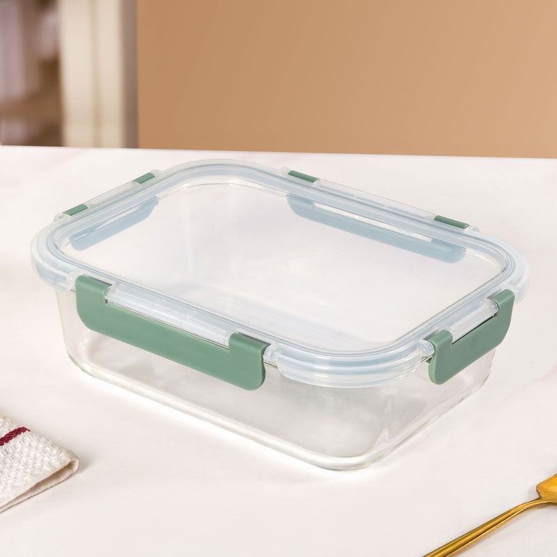 Nestro Leakproof Rectangular Food Storage Box Set Of 3 Green