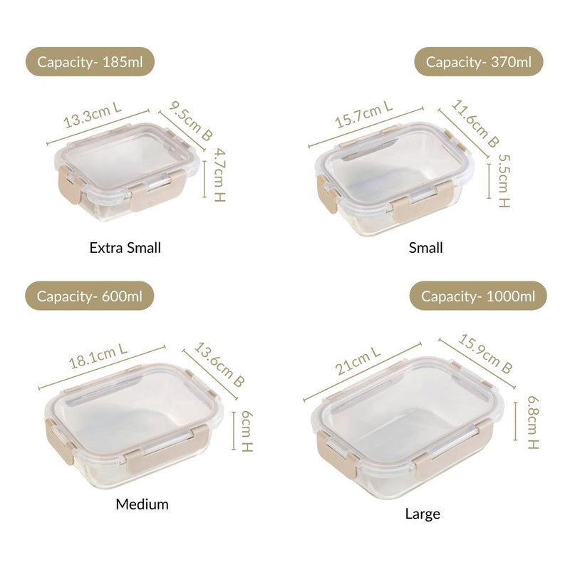 Nestro Leakproof Stackable Food Storage Lunch Box Set Of 4 Beige