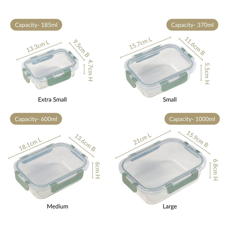 Nestro Leakproof Stackable Food Storage Lunch Box Set Of 4 Green