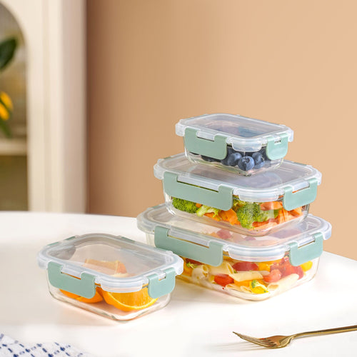 Nestro Leakproof Stackable Food Storage Lunch Box Set Of 4 Green