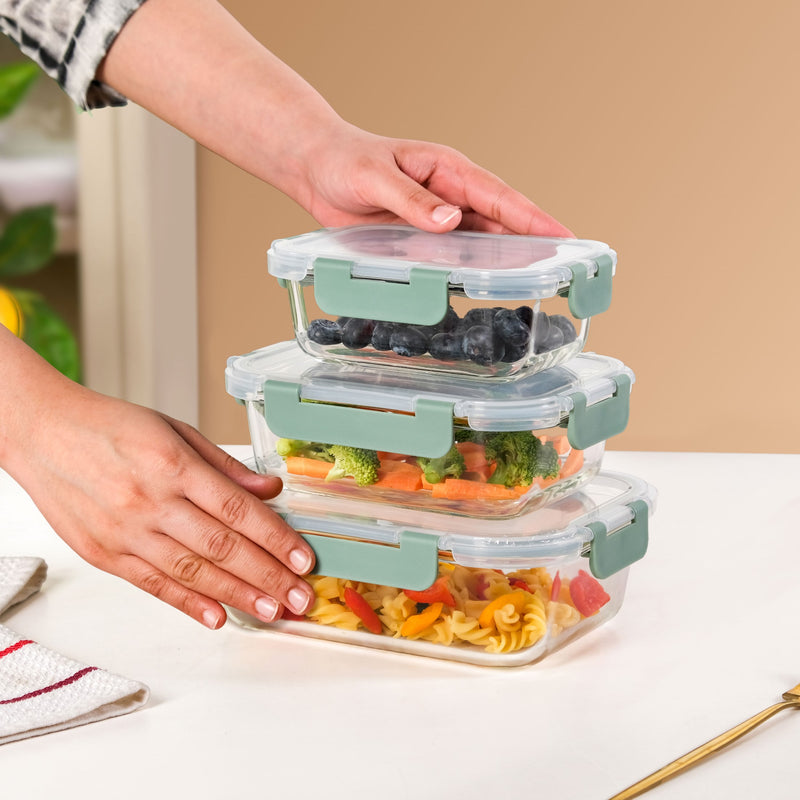 Nestro Lunch Box Set Of 3 Green