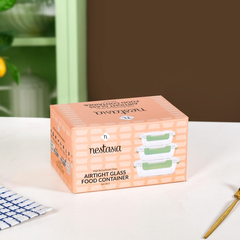 Nestro Microwave Safe Airtight Storage Box Set Of 3 Beige