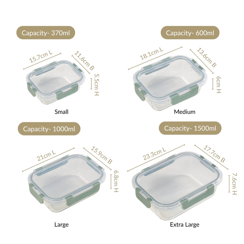 Nestro Microwave Safe Stackable Food Storage Box Set Of 4 Green