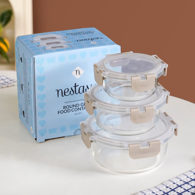 Nestro Pro Microwave Safe Containers Set Of 3 S 215ml M 400ml L 600ml