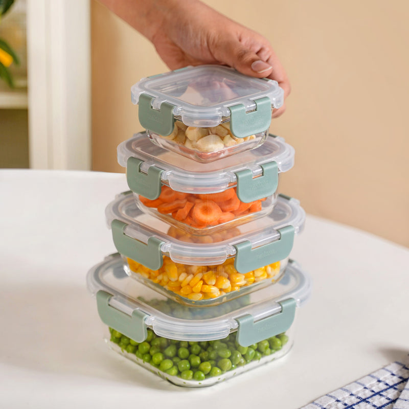 Nestro Stackable Containers Set Of 4 S 160ml M 300ml L 500ml XL 800ml