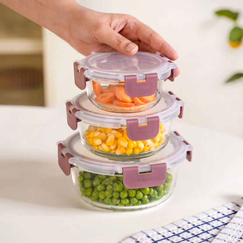 Nestro Pro Airtight Containers Set Of 3 S 215ml M 400ml L 600ml