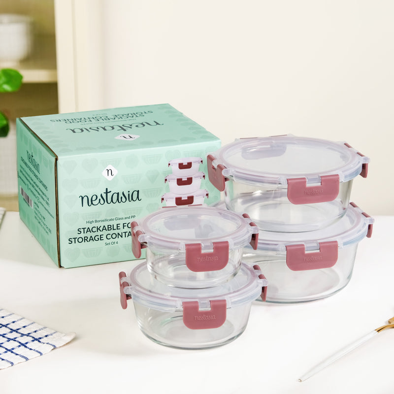 Nestro Pro Stackable Food Containers Set Of 4 S 215ml M 400ml L 600ml XL 950ml