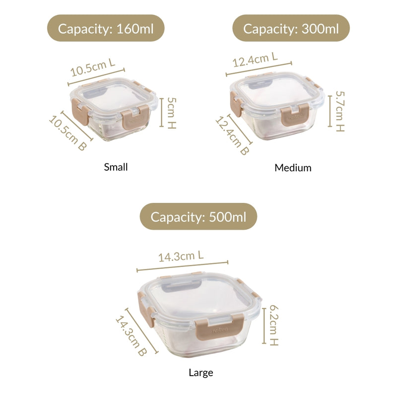 Nestro Airtight Containers Set Of 3 S 160ml M 300ml L 500ml