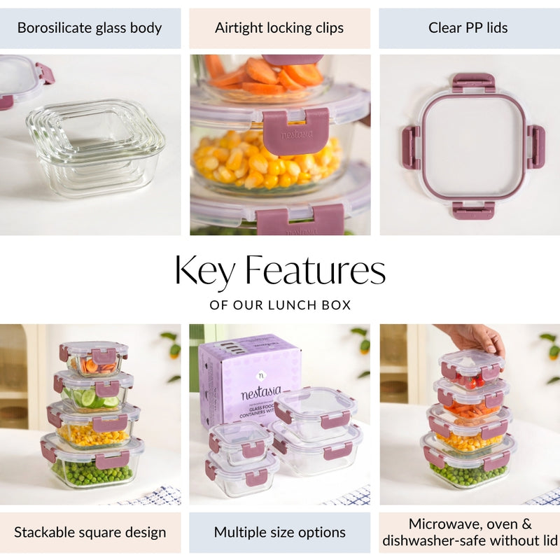 Nestro Airtight Containers Set Of 4 S 160ml M 300ml L500ml XL 800mll