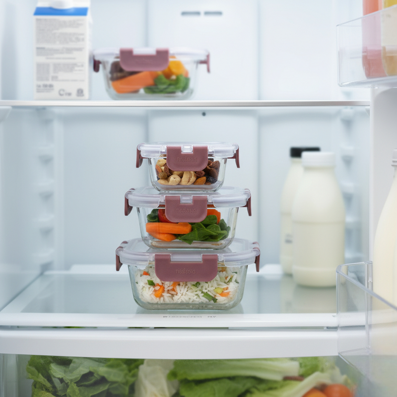 Nestro Airtight Food Storage Containers Set Of 3 S 160ml M 300ml L 500ml