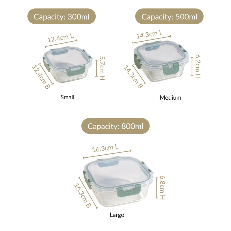 Nestro Containers Set Of 3 S 300ml M 500ml L 800ml