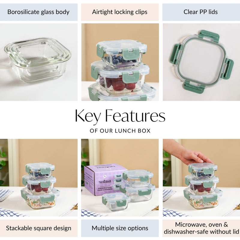 Nestro Glass Containers Set Of 3 S 160ml M 300ml L 500ml