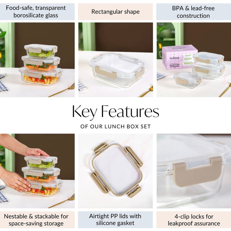 Nestro Lunch Box For Office Set Of 3 Beige