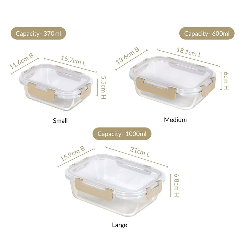 Nestro Lunch Box For Office Set Of 3 Beige