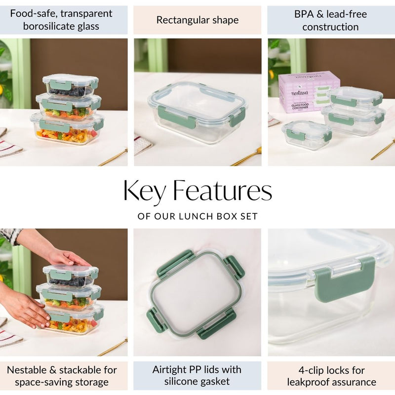 Nestro Lunch Box Set Of 3 Green