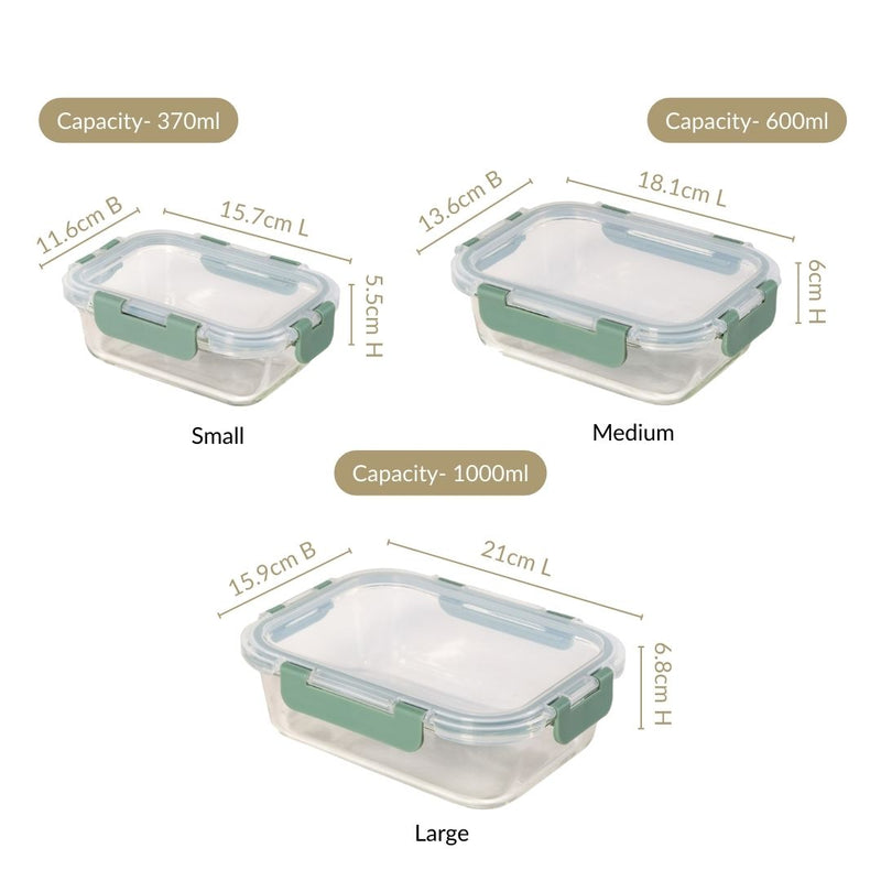 Nestro Lunch Box Set Of 3 Green