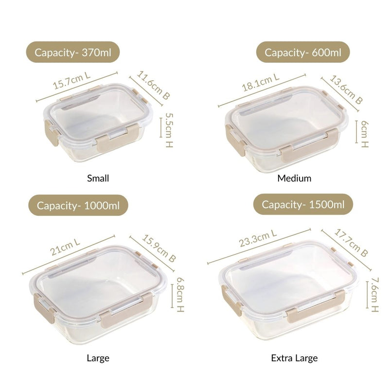 Nestro Microwave Safe Stackable Food Storage Box Set Of 4 Beige
