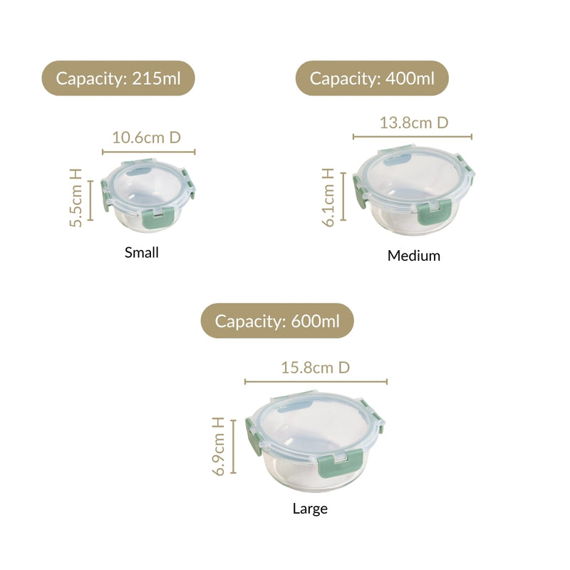 Nestro Pro Food Containers Set Of 3 S 215ml M 400ml L 600ml