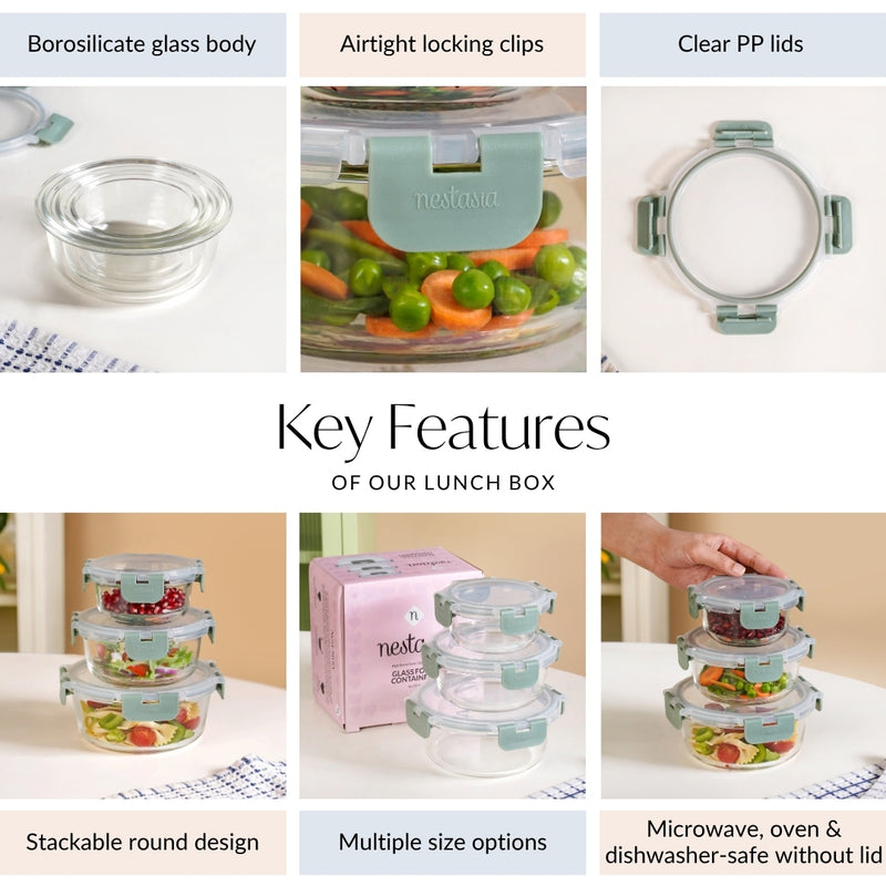 Nestro Pro Food Containers Set Of 3 S 215ml M 400ml L 600ml