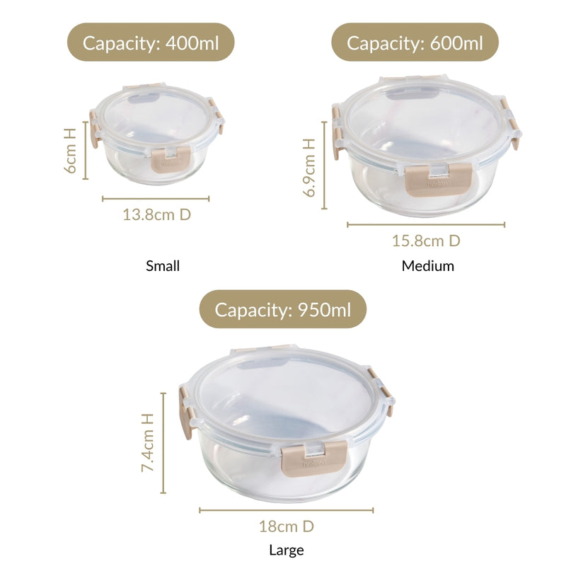 Nestro Pro Food Containers Set Of 3 S 400ml M 600ml L 950ml