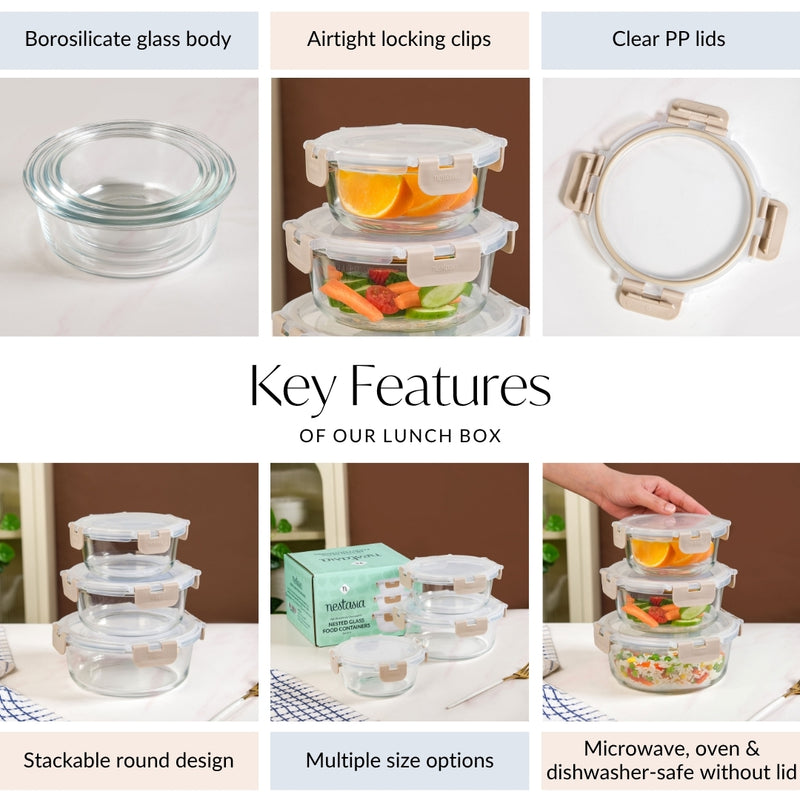 Nestro Pro Food Containers Set Of 3 S 400ml M 600ml L 950ml