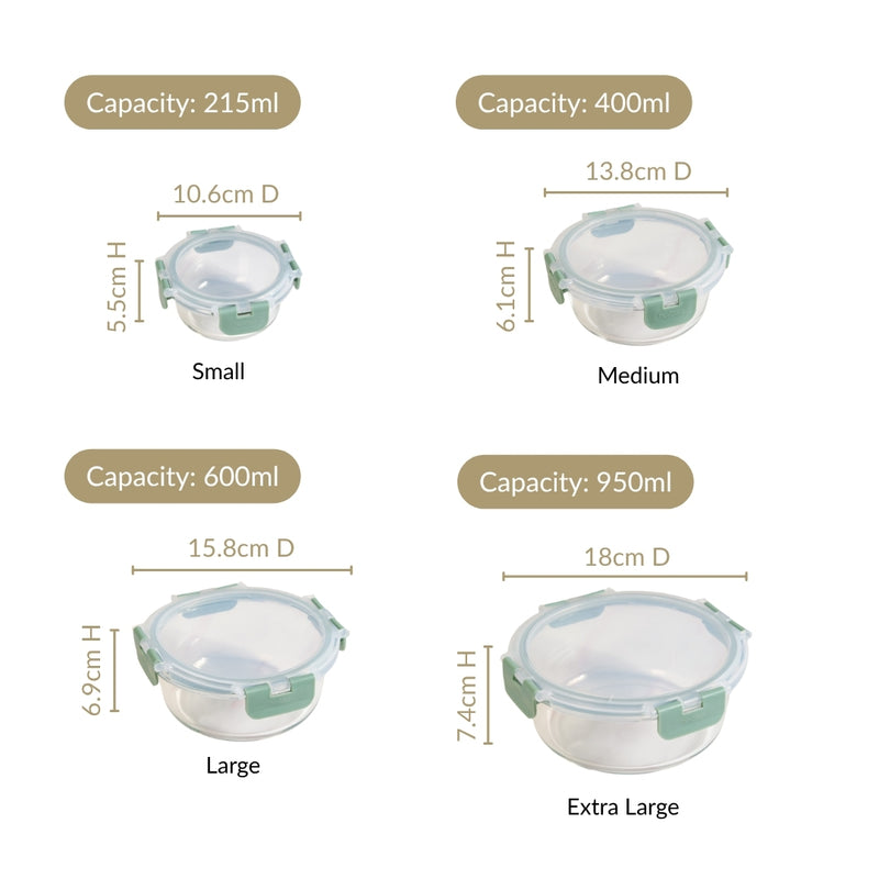 Nestro Pro Stackable Containers Set Of 4 S 215ml M 400ml 600ml 950ml