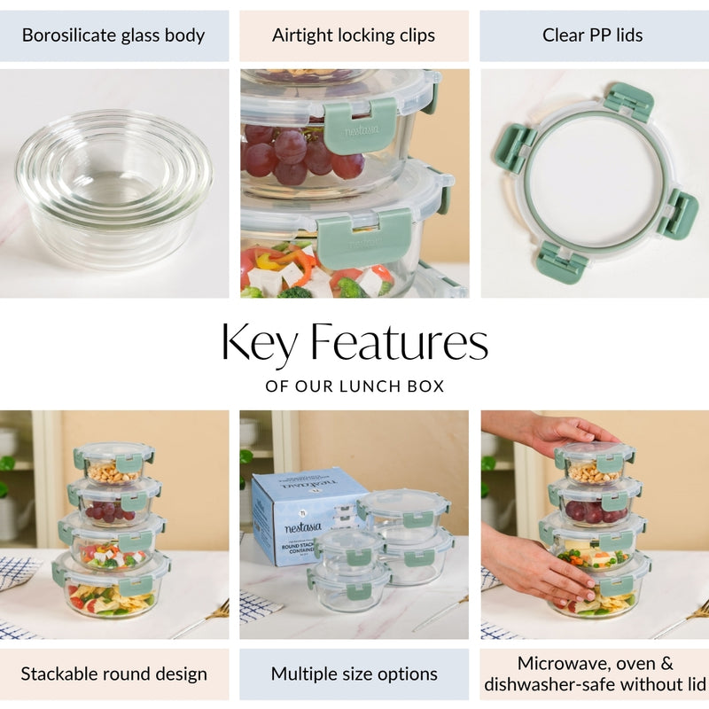 Nestro Pro Stackable Containers Set Of 4 S 215ml M 400ml 600ml 950ml