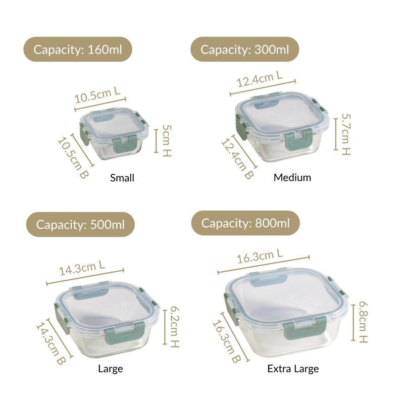 Nestro Stackable Containers Set Of 4 S 160ml M 300ml L 500ml XL 800ml