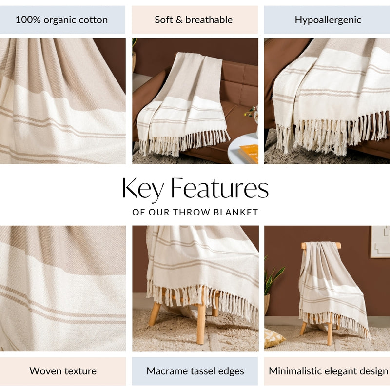 Neutral Nest Tassels Cotton Throw
