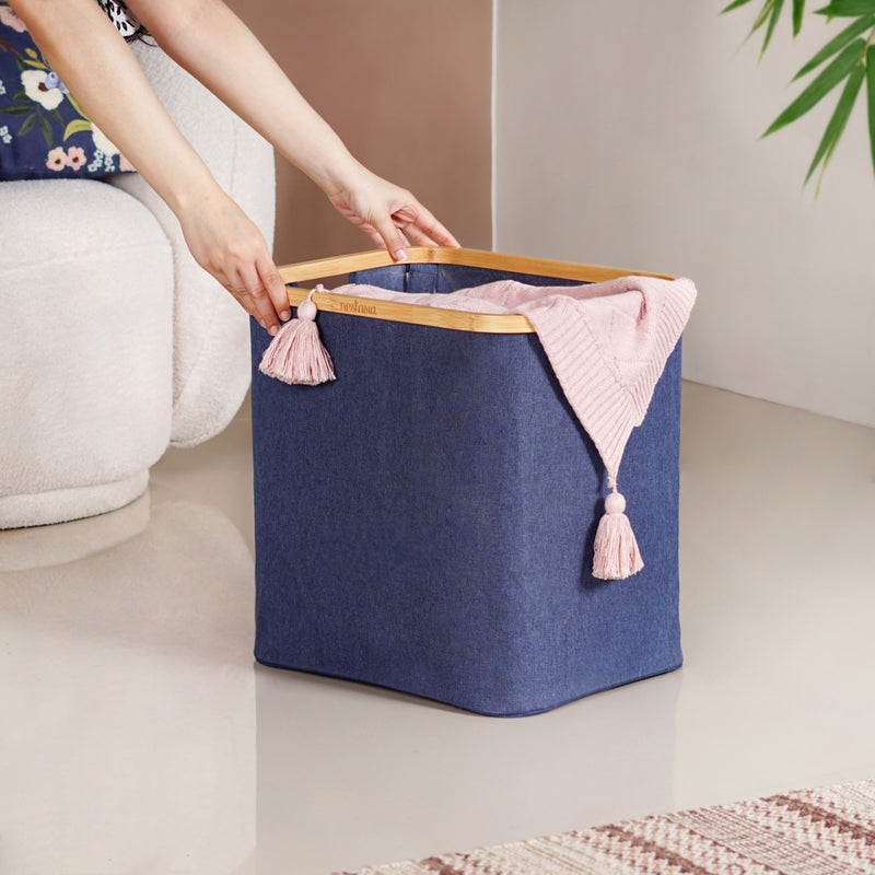 Non Woven Clothes Basket Blue
