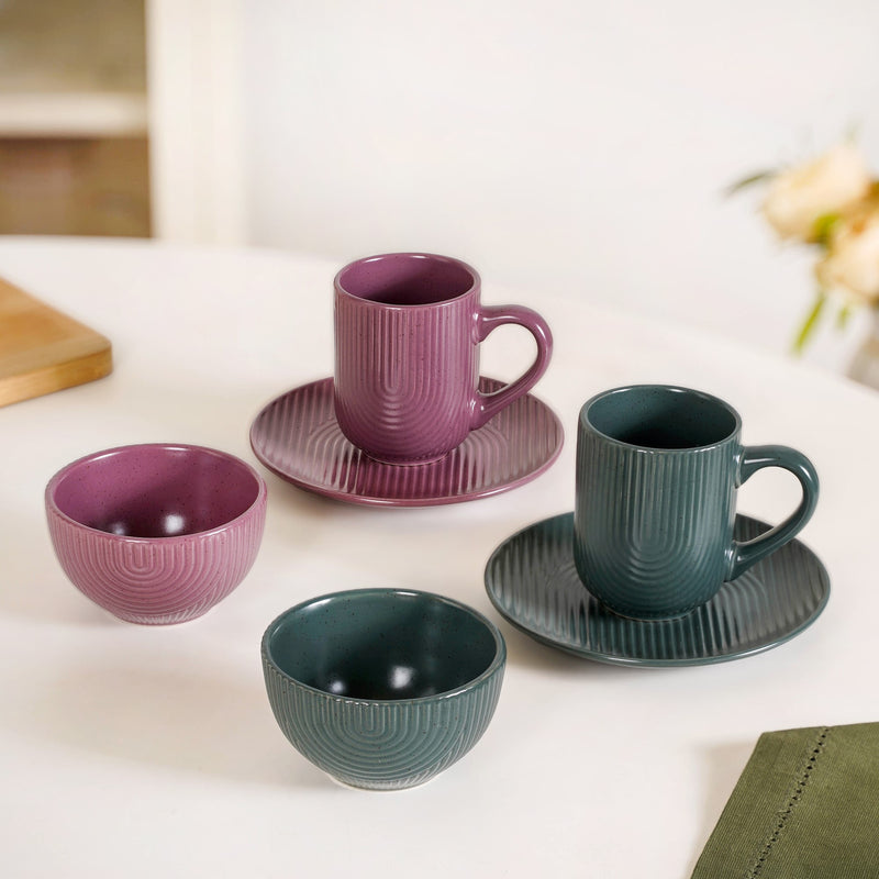 Nordic Ripple Ceramic Mug Bowl And Plate Set Of 6