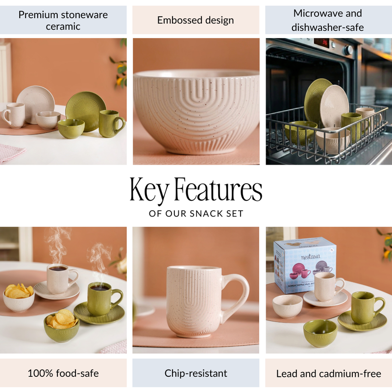 Nordic Ripple Ceramic Snack Set Of 6