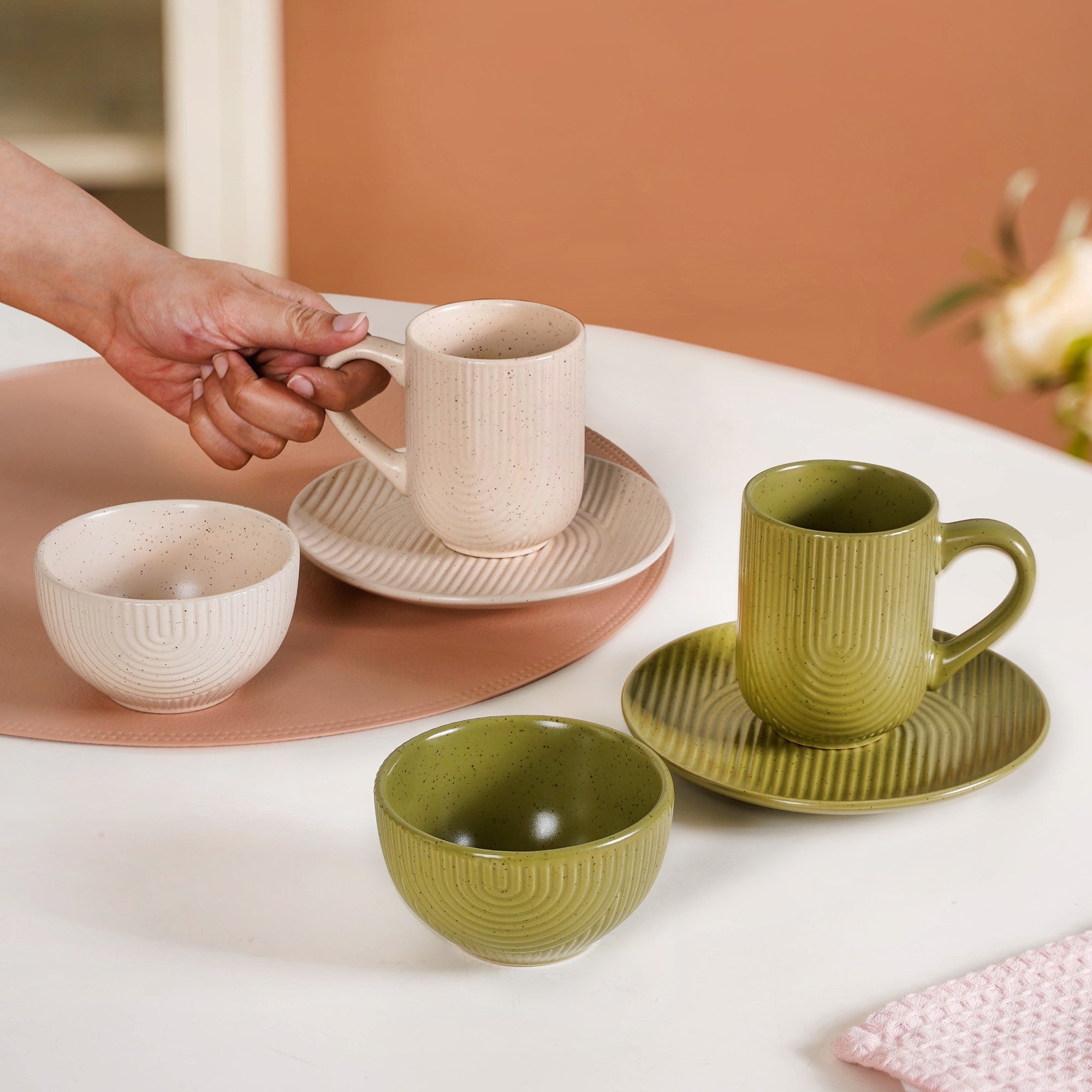Nordic Ripple Ceramic Snack Set Of 6 Online - Premium Snack Plate