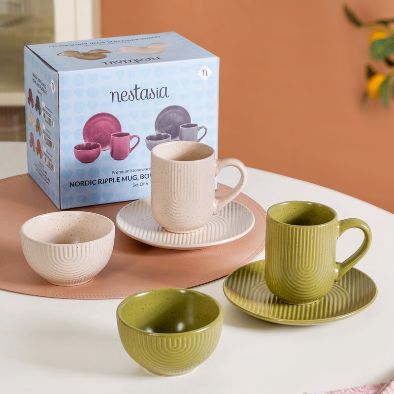 Nordic Ripple Ceramic Snack Set Of 6