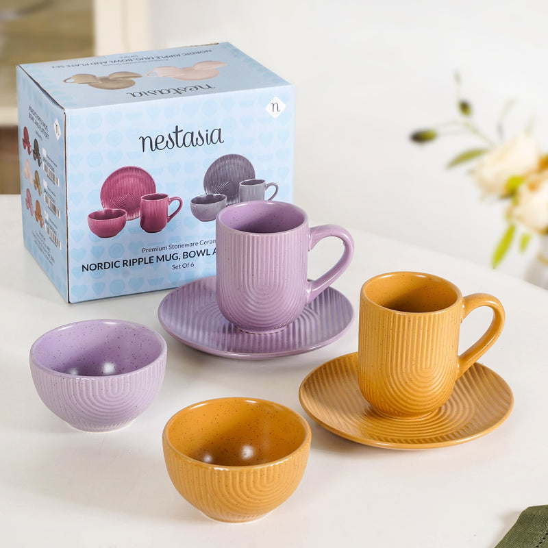 Nordic Ripple Evening Ceramic Snack Set Of 6