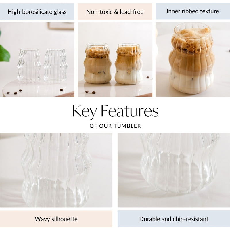 Ocean Waves Glass Tumblers Set Of 4 550ml