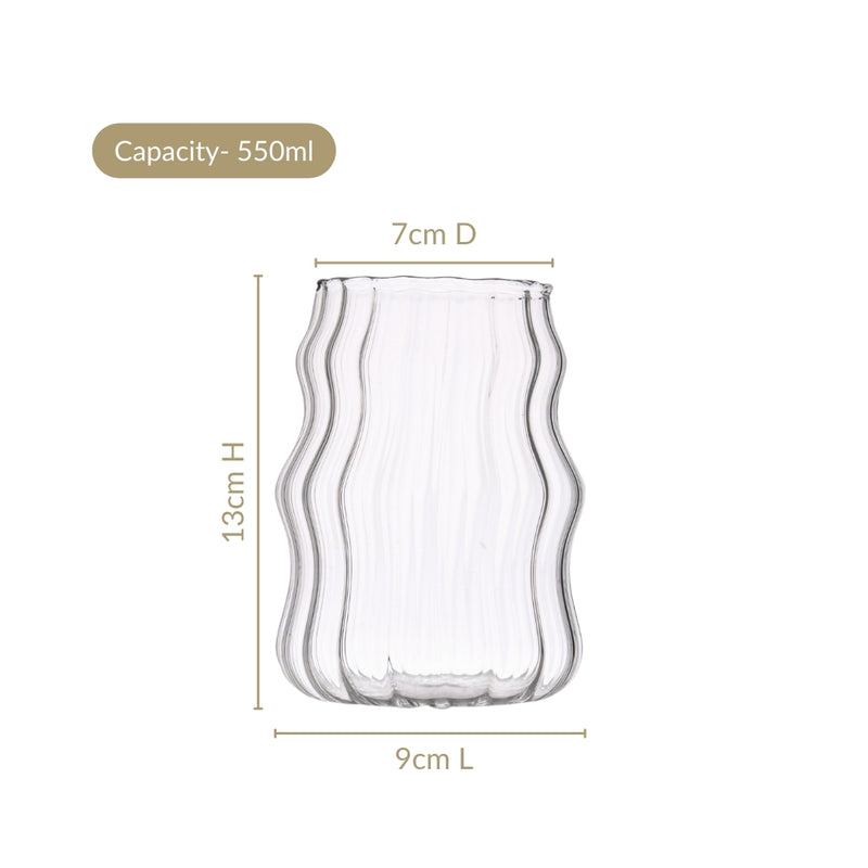 Ocean Waves Glass Tumblers Set Of 4 550ml