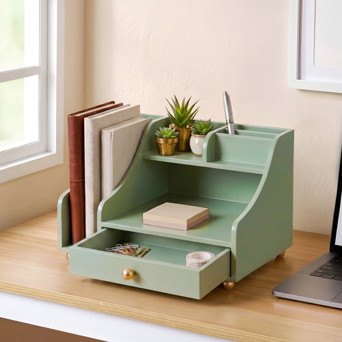 Office Desk Organizer With Drawer Matcha Green