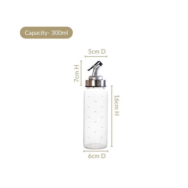 Oil Dispenser Bottle With Stainless Steel Covered Nozzle Set Of 2 300ml