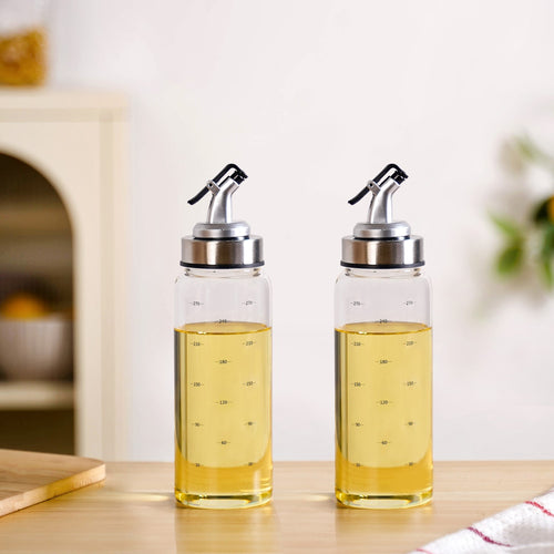 Oil Dispenser Bottle With Stainless Steel Detachable Nozzle 300ml Set Of 2