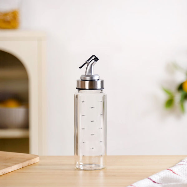 Oil Dispenser Bottle With Stainless Steel Covered Nozzle Set Of 2 300ml
