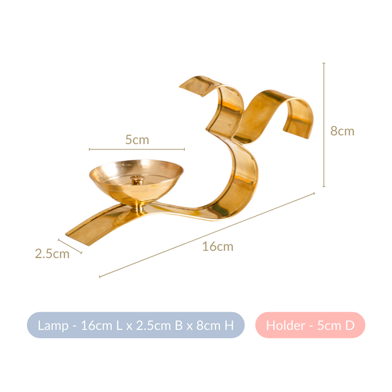 Om Metal Diya Set Of 2 Gold