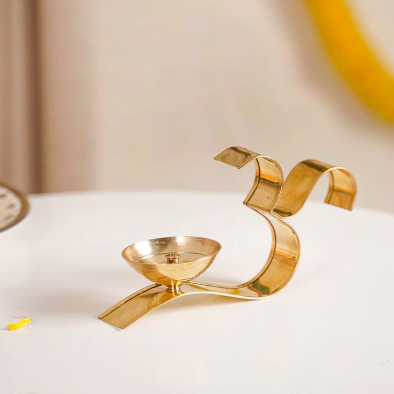 Om Metal Diya Set Of 2 Gold