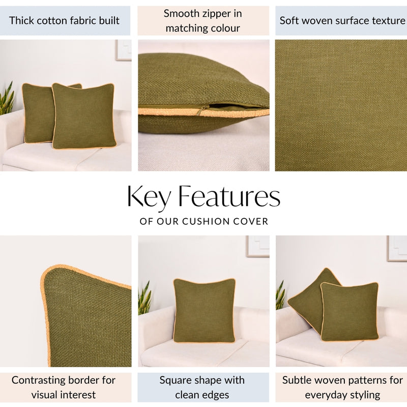Olive Cotton Cushion Cover Set Of 2