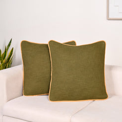 Olive Cotton Cushion Cover Set Of 2