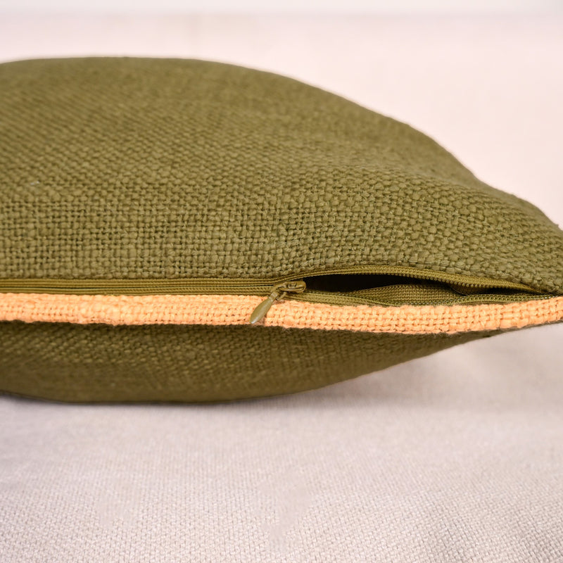 Olive Cotton Cushion Cover Set Of 2