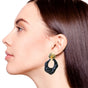 Onyx Hammered Gold Danglers