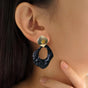 Onyx Hammered Gold Danglers